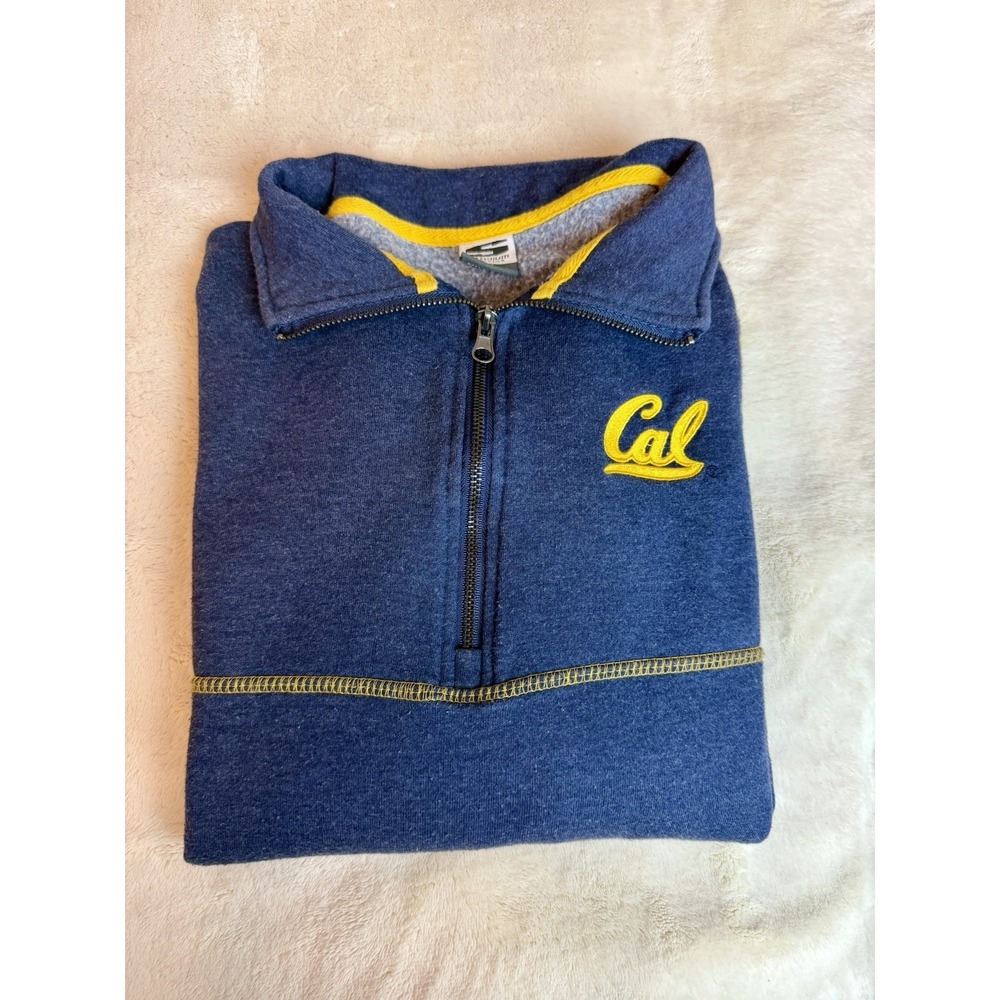 Stadium Athletics Cal Golden Bears Quarter-Zip Sweatshirt Blue Gold Size M